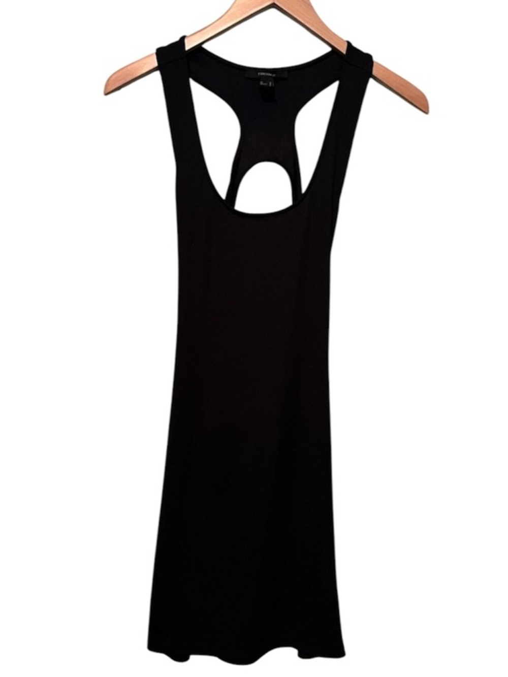 Forever 21 Black Racerback Tank Dress, Ribbed, Medium, mini dress